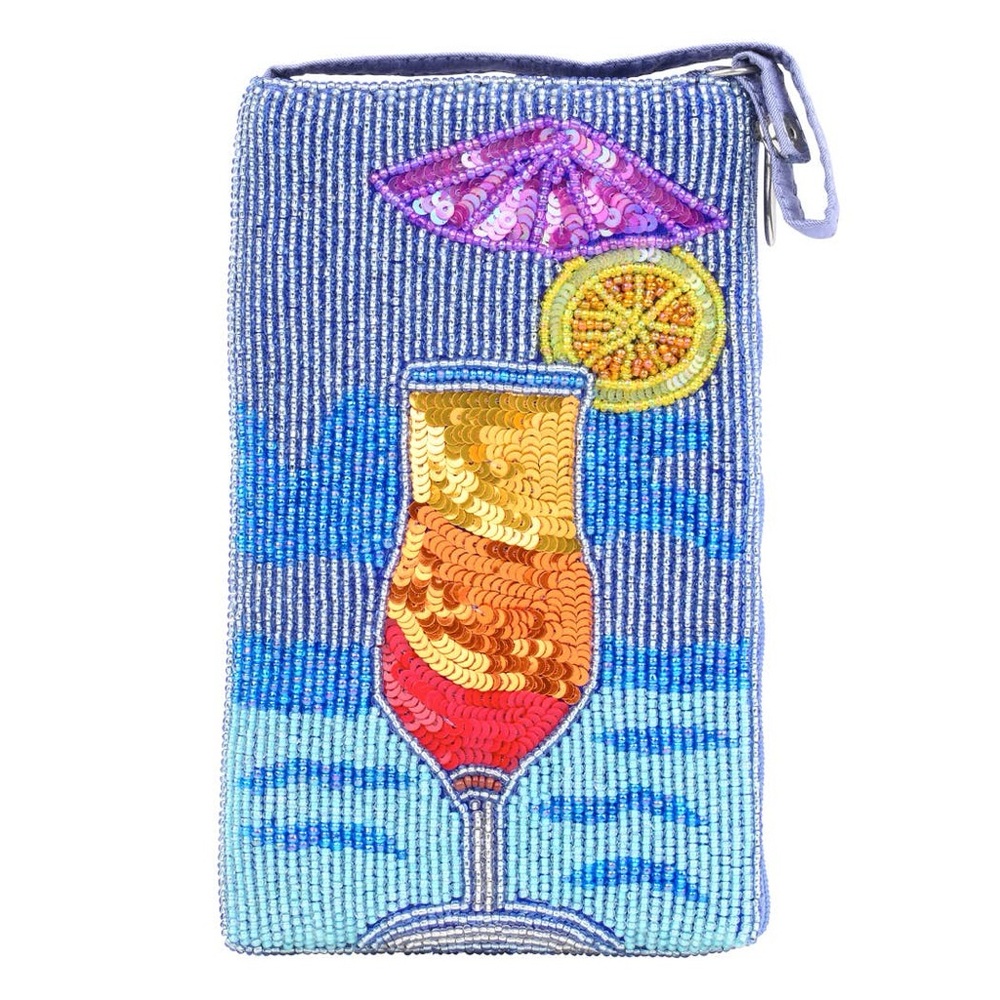 Vacation Mode On! Colorful Cocktail Umbrella Drink Beaded Crossbody Bag